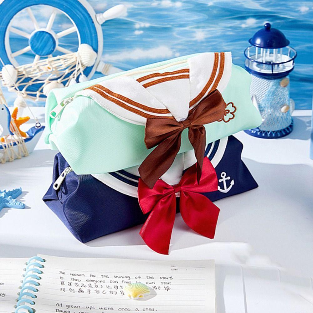 Bow Tie Design Pencil Storage Bag Sweet Zipper Stationery Pouch JK Pencil Case Back To School