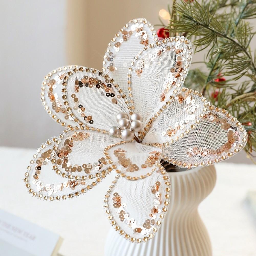 Sequins Artificial Poinsettia Flower Large Sequins Flower  Wedding Decoration