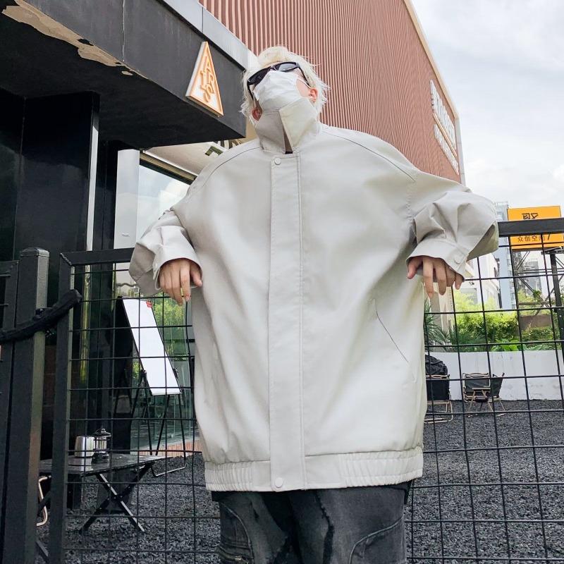 American Retro Black Leather Jacket Men's High-end Feeling Spring and Autumn Clean Fit Cool and Stylish Shoulder Pad Jacket Motorcycle Suit