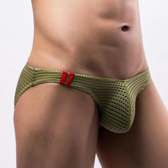 Yousheng Sexy Men Low-rise Briefs See-through Hollow Out Hip Lifting Soft Lightweight U-convex Panties Underpants