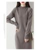 Women's Wool Knit Sweater Dress - Half High Neck, Over Knee, Loose Mid-Length Pullover for Autumn/Winter