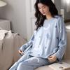 Long-Sleeved Pyjamas Women's Autumn and Winter Cotton Round Neck Fashion Soft Casual Breathable Cute Cartoon Loungewear Outside