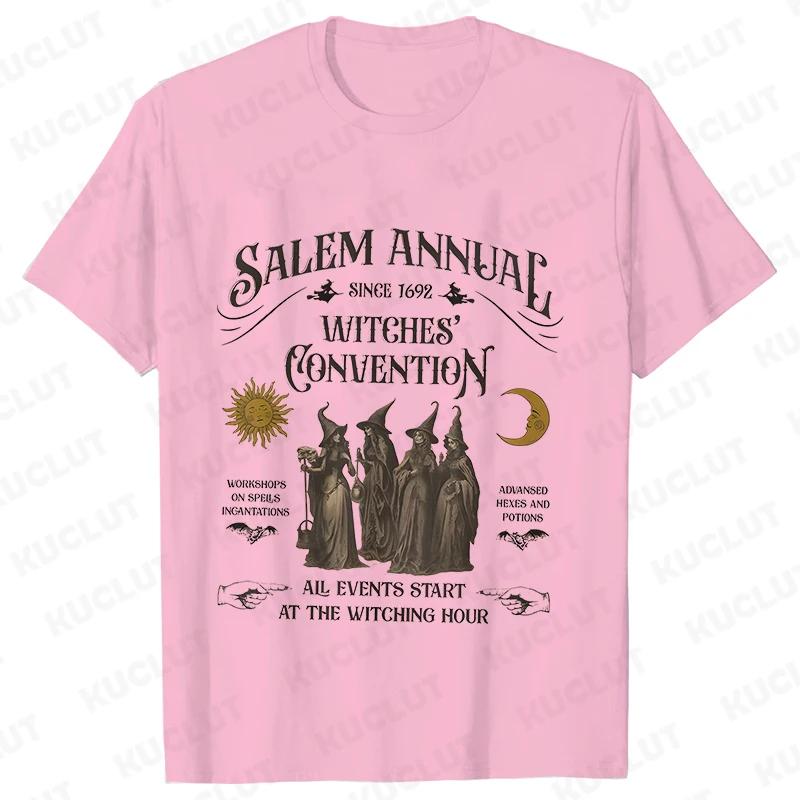 Salem Witch TShirts for Women Vintage Funny Halloween T Shirts Short Sleeve Loose Trendy Spooky Season Graphic Tees Retro Tops