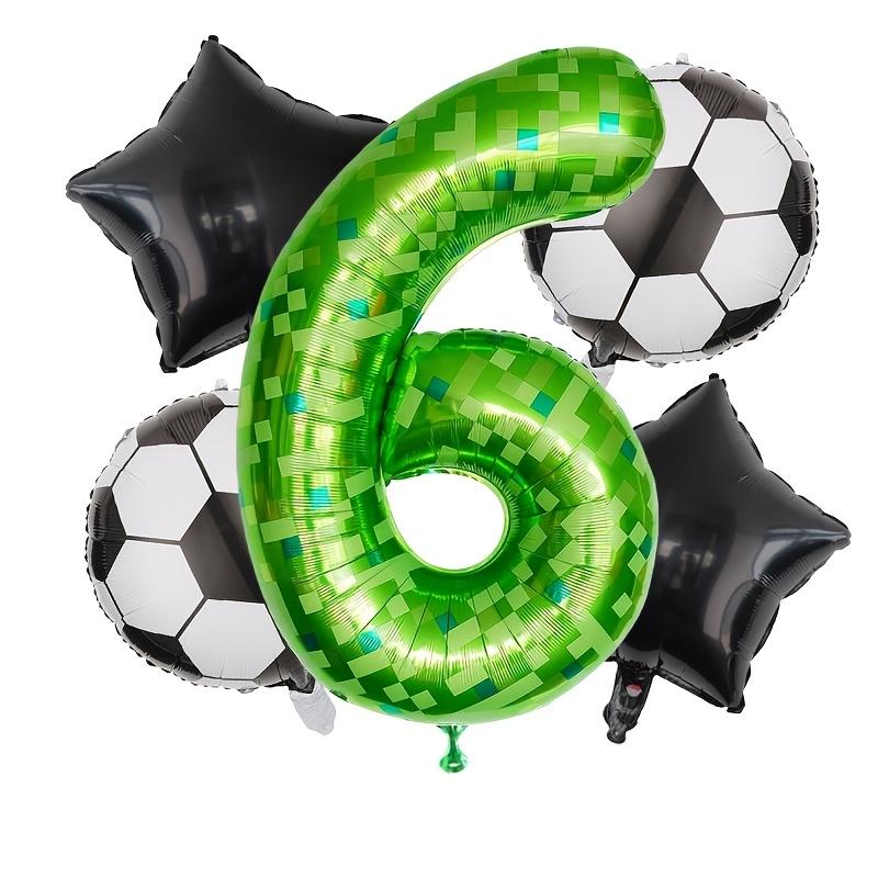 5pcs 40inch Pixel Number Balloons Set/Soccer Theme Birthday Balloons with Helium Valve/Aluminum Film Material/Ideal for Birthday