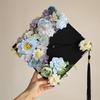 Master Academic Hat with Tassels Doctor Trencher Cap Flowers Graduation Cap  Graduation Season
