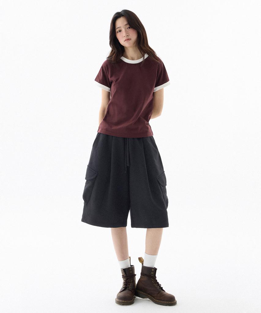 FILLUMINATE Cargo Bermuda Sweat Shorts - Black