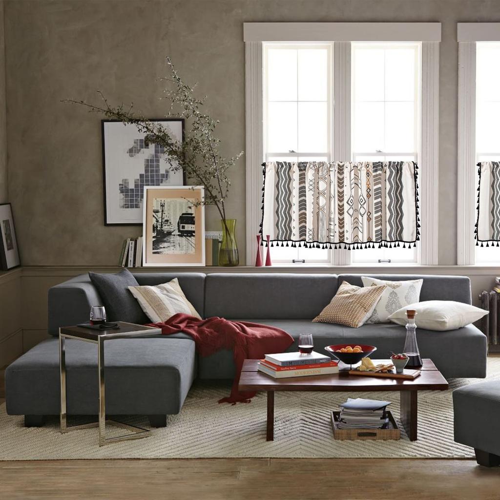 Window Mantle Arrow Geometric Printing Half Curtain Door Curtain Coffee Curtain Kitchen Sink Cabinet Dust Curtain