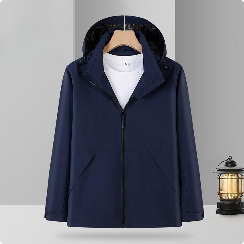 

Мужская и женская куртка с капюшоном, однослойная, новая модная парная, однотонная, ветрозащитная, водонепроницаемая, универсальная 4XL