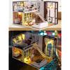 Caro Dollhouse Miniature DIY Kit Modern Two-Story House with LED Light and Acrylic Case Interior Model Room