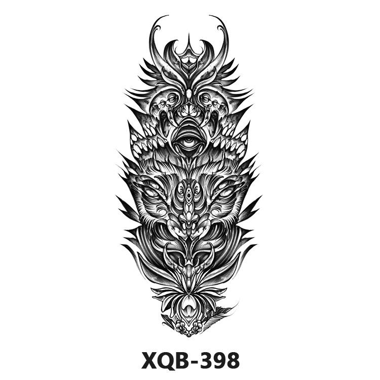 Waterproof Black & White Tiger/Wolf Transfer Sticker for Full/Half Arm - Long-lasting Tattoo for Men & Women