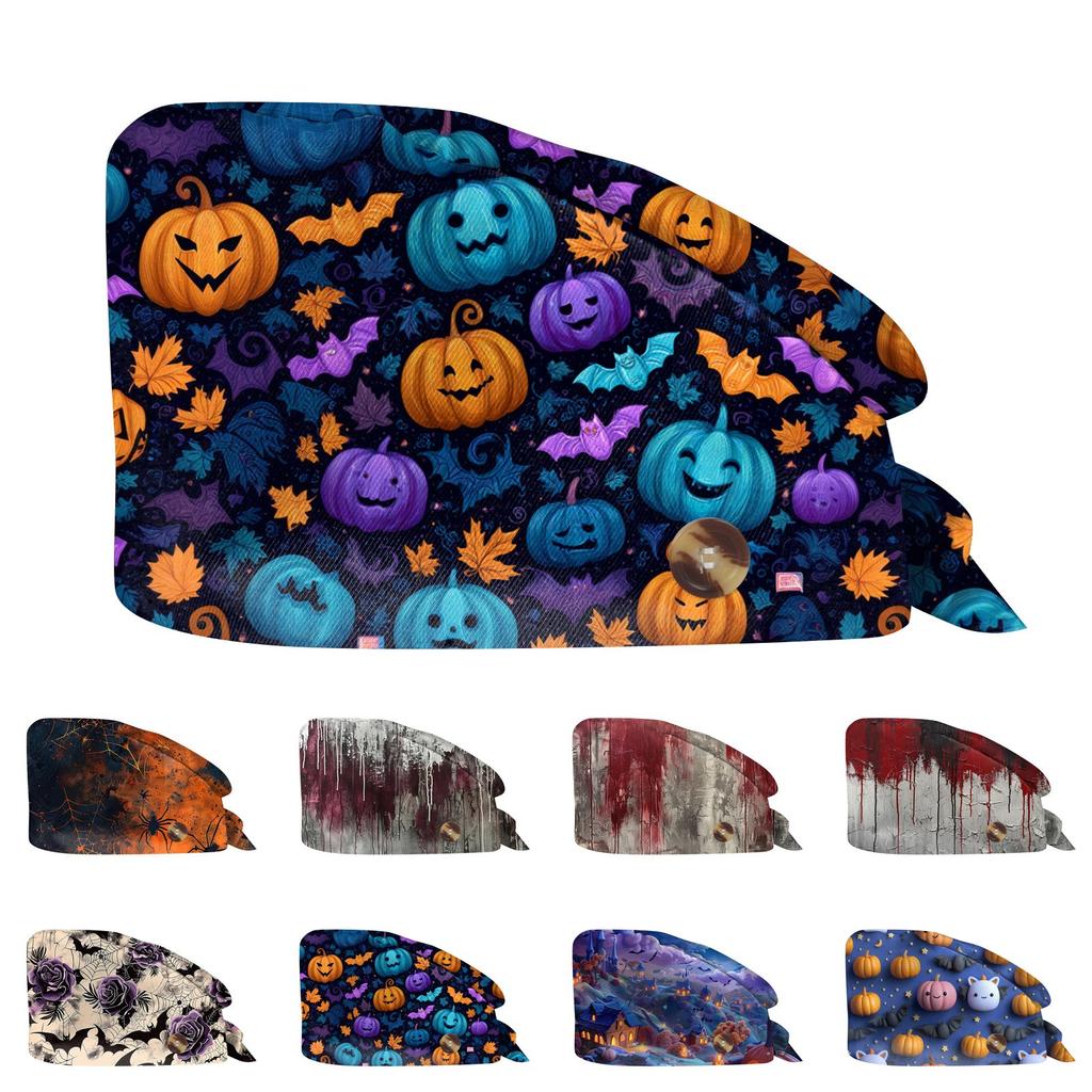 Fashion Halloween Print Work Hat Casual Wash Hat Bag Cap