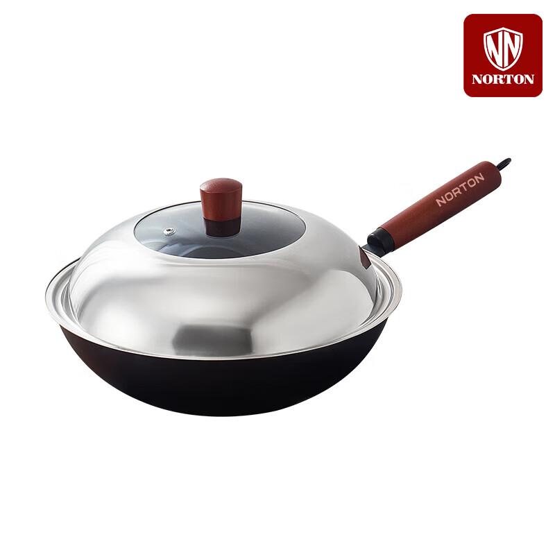 NORTON 32cm Non-Coated Round Bottom Iron Wok
