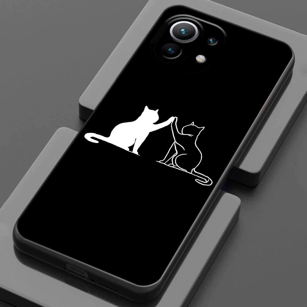 Black Cats Hello For Xiaomi 15 Ultra 11T 12T 13T 14T Pro 11Lite Phone Case Mi POCO X7 M7 F7 Pro F5 F6 M6 X3 X5 X6 Cover Cute Cat