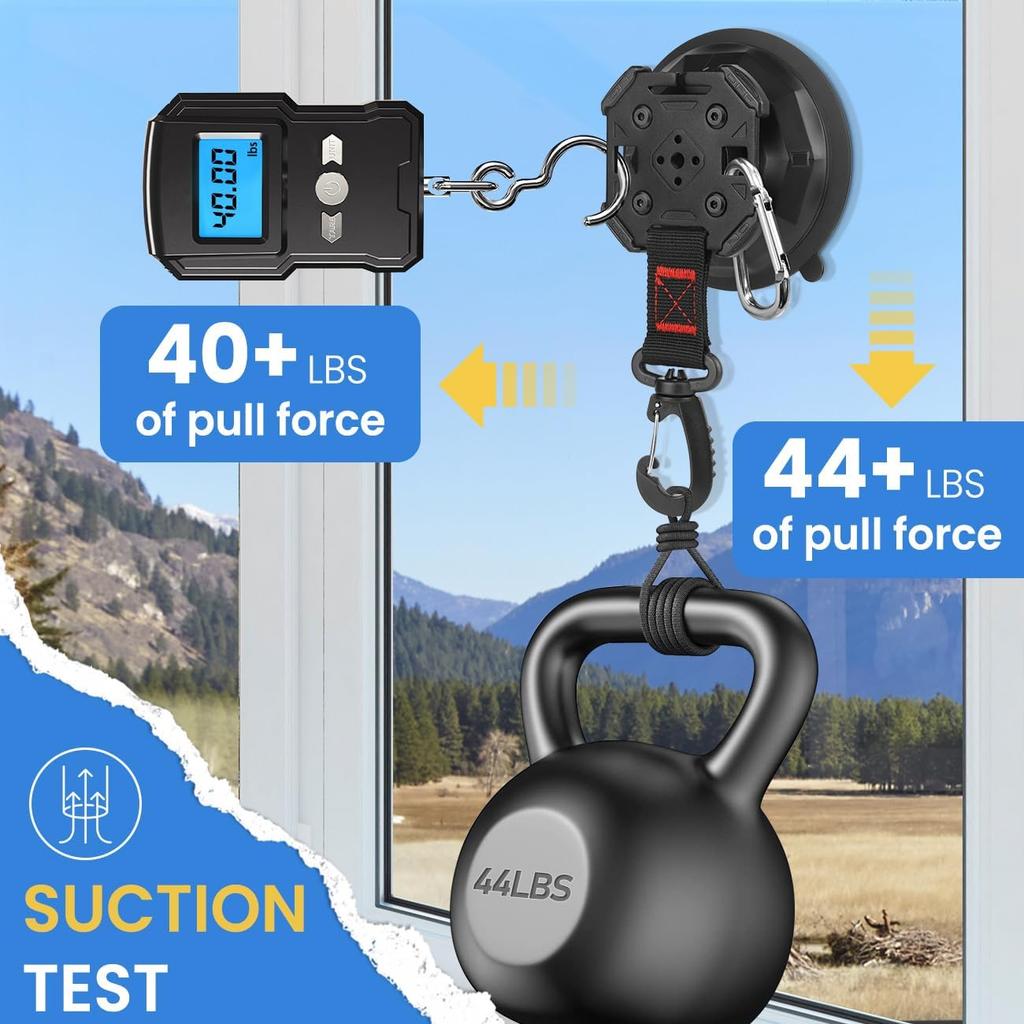 2/4Pcs Upgrade Heavy Duty Rotating Vacuum Suction Cups Anchor Hooks With 2/4Pcs Buckles,Large Hook Suction Cup Hangers,Strong Suction Cup Hook For RV