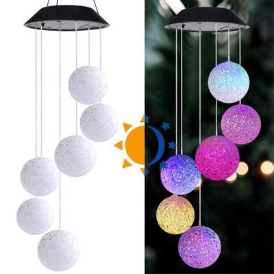 Color-Changing Solar LED Hummingbird Rice Ball Wind Chime for Garden Decor