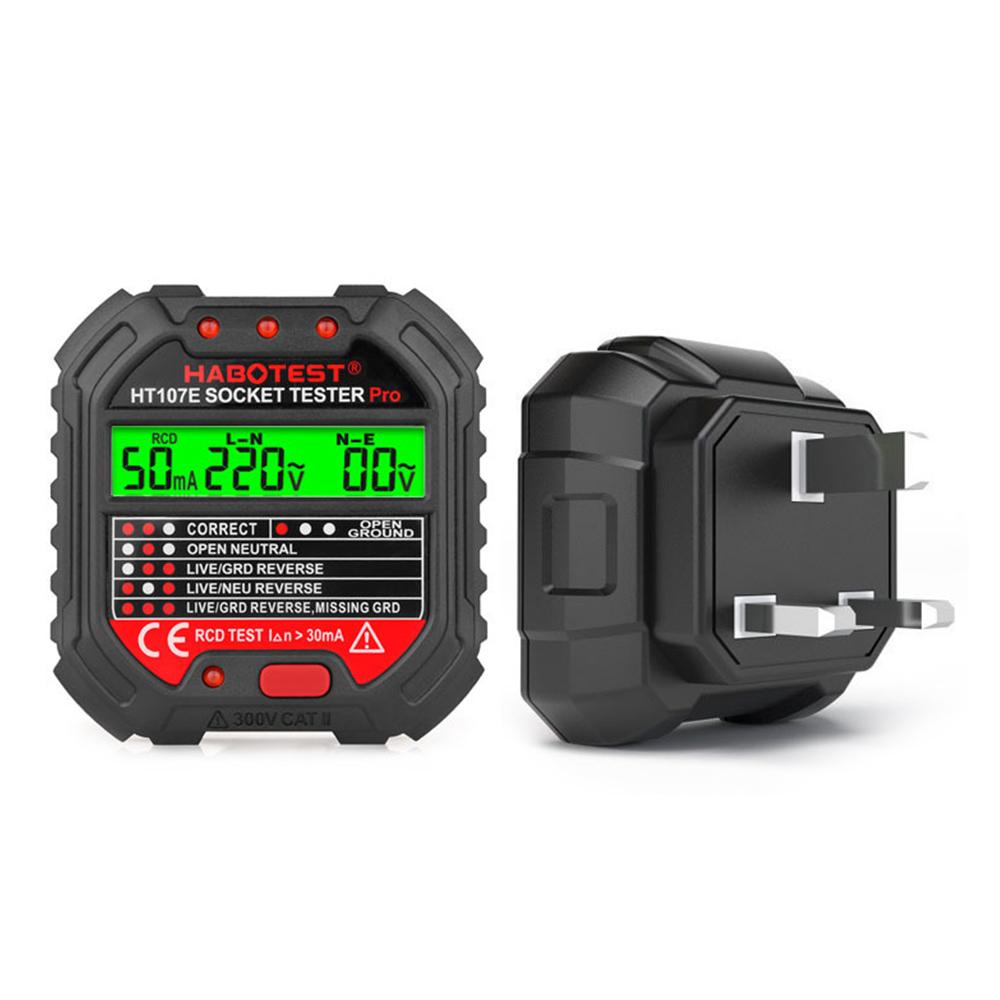 

HT107E/B/D Intelligent Ground Wire Tester Socket Tester Voltage Frequency Line Power Tester LCD Plug Phase Meter Socket Tester