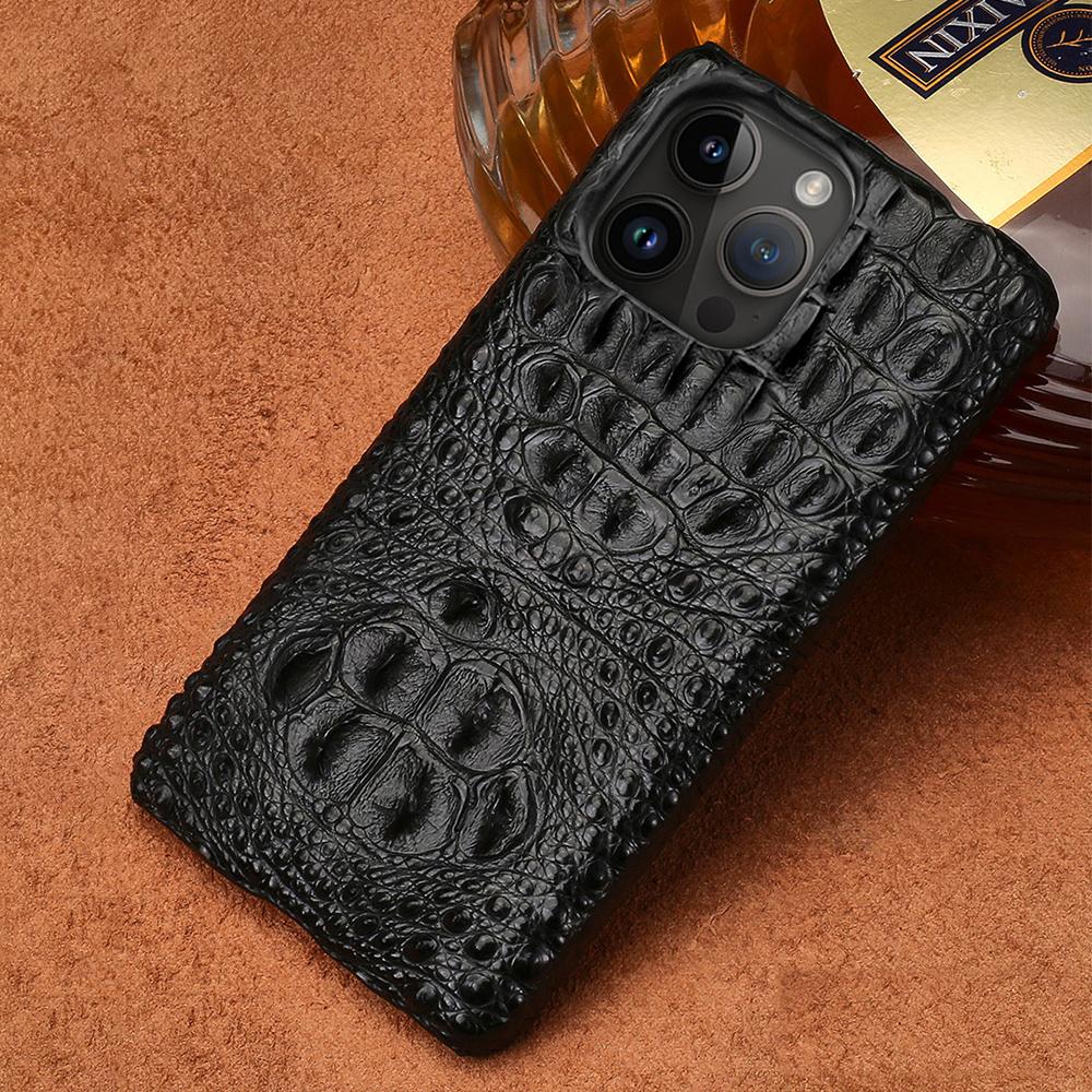 100% Genuine Crocodile Leather Phone Case For iPhone 17 16 15 11 12 13 14 Pro Max 17Pro 16 Plus Air Luxury Shockproof Back Cover