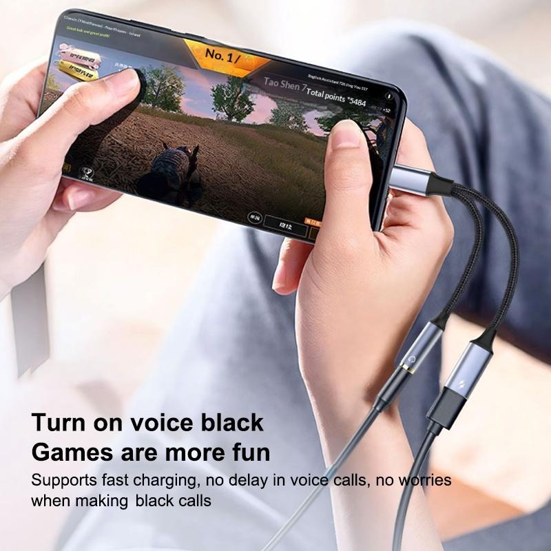 2 In 1 Usb C To 3.5Mm Headphone And Charger Adapter Pd 60W Quick Charging Cable Aux Jack Adapter For Mobile Phone Pad