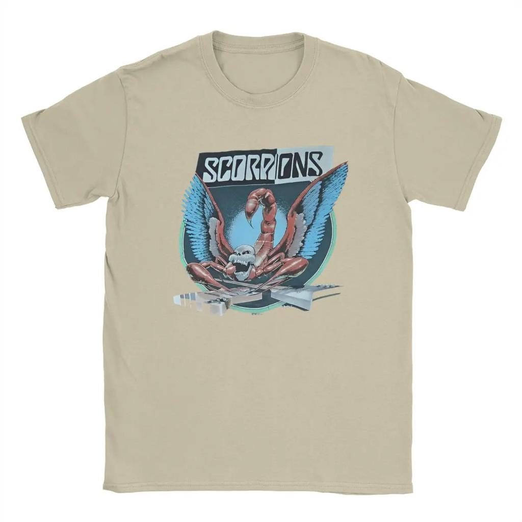 Men Scorpions Rock Band T Shirt Music Concert Tour Pure Cotton Merchandise Fashion Short Sleeve Crewneck Tee Unique TShirt
