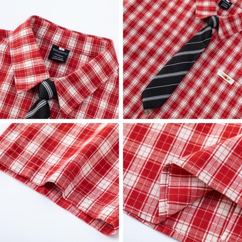Accessori per Cravatte Academy Camicia a Maniche Corte a Quadri Estate Nuova Larga Casual Versatile Camicia per Uomo e Donna Coppie