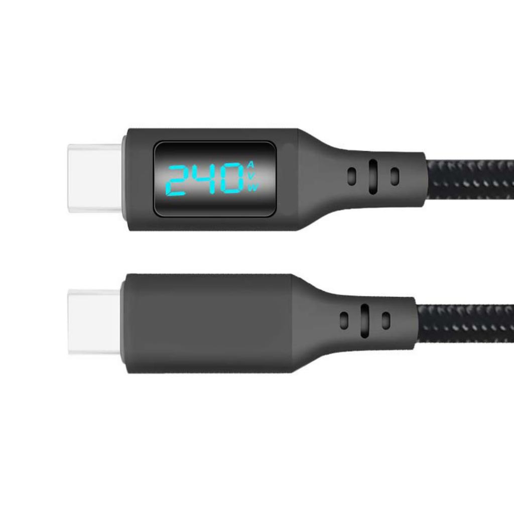 240W USB C to USB C Cable, Type C Data Line with LED Display PD240W Fast Charging Cable Braided Nylon Cord
