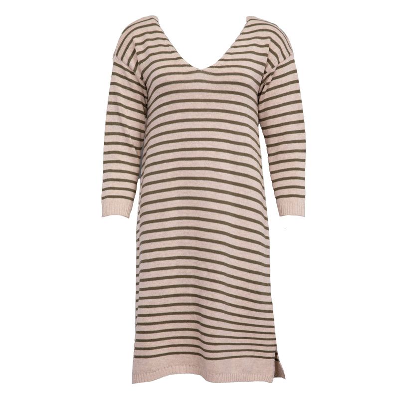 

Robe longue pull marinière kaki col v Femme PLEASE Taille unique бежевый
