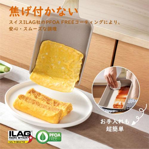 SENSARTE Omelet Frying Pan with Spatula, 18cm X 15cm, Non-Stick, Induction and Gas Compatible, PFOA-Free, Easy Grip, Easy To Clean, Lightweight, with