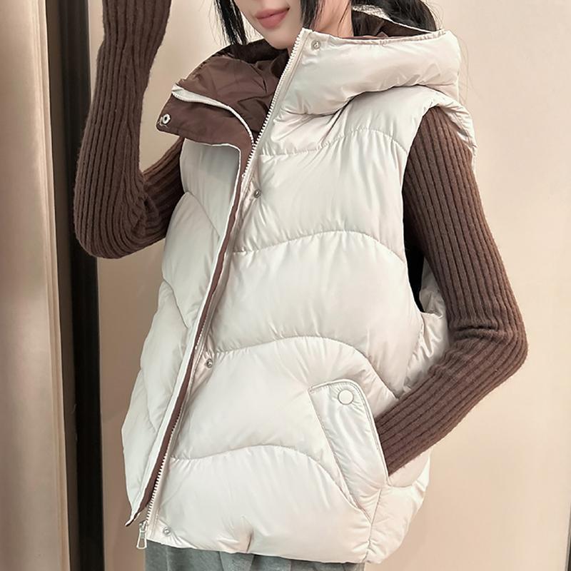 Fashion Winter Sleeveless Vest Woman Warm Outerwears Hooded Casual Thick Women's Jackets