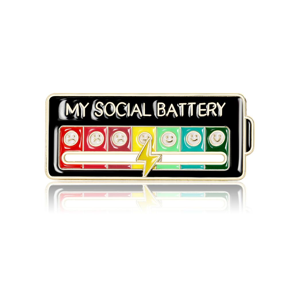Fashion Cartoon Mood Battery Brooch Niche Personalized Pin Women'S Clothing Accessories Corsage Matching