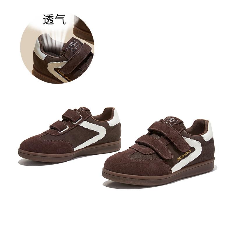 

Leather little white shoes spring new versatile board shoes platform heightening women s shoes Velcro casual moral training shoes women 40