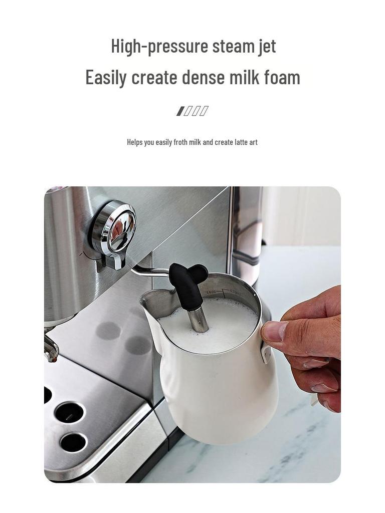 Cross Semi-Automatic Italian Espresso Machine with 19-Bar Pressure and Milk Frother for Home or Office Use