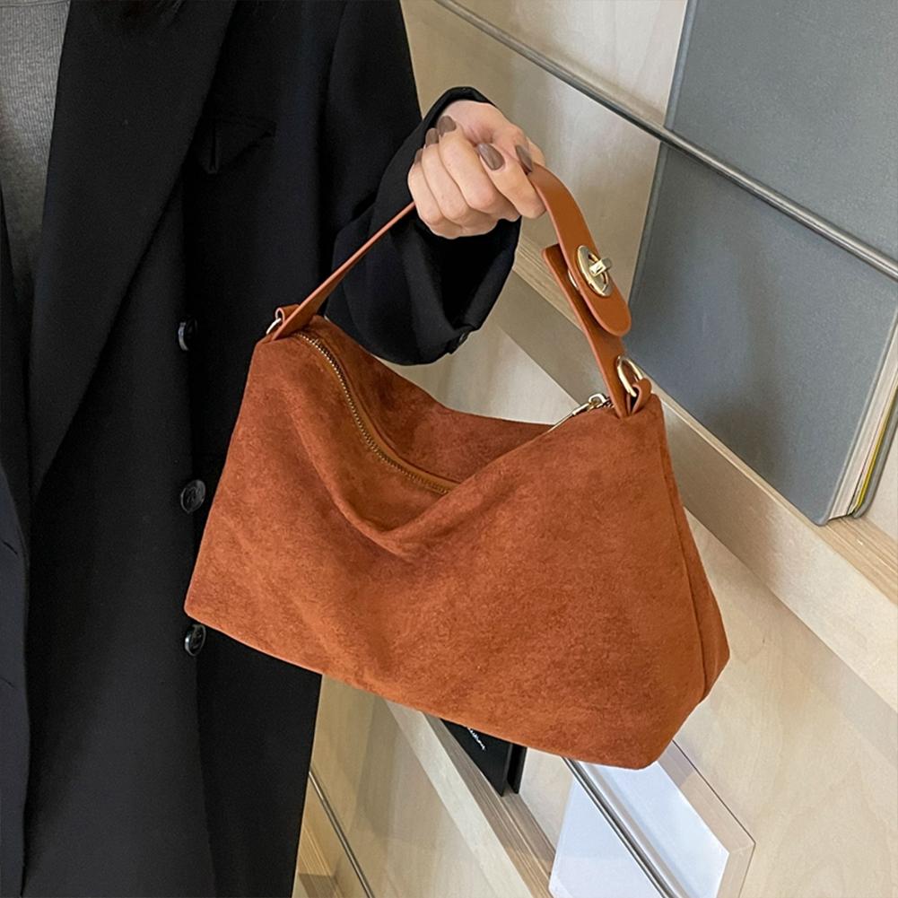 Vintage semišová kabelka Crossbody pro ženy Podzim Zima Dojíždění přes rameno Brašna Hobo Peněženka Módní Tašky do podpaží Kabelky