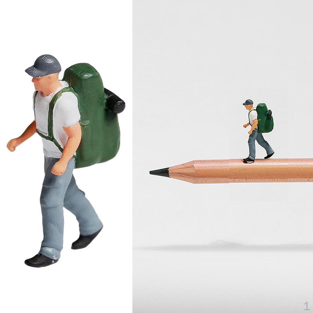 1/8 Diorama Painted People Character w/ Backpack Doll for Micro Scene DIY Model Ornament cm