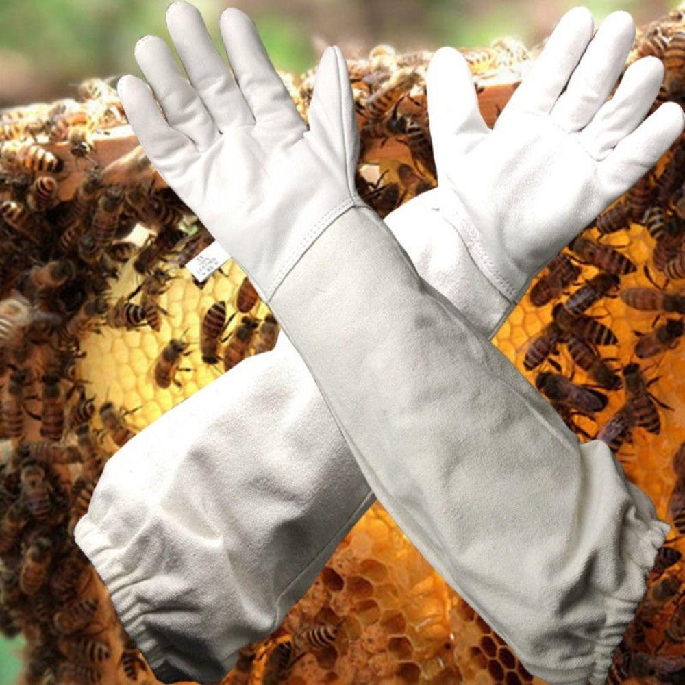 1 Pair Professional Canvas Sheepskin Gloves Anti-sting Beekeeping Tools Safe Beekeeping Gloves