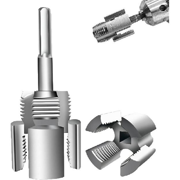 Integrated Internal & External Pipe Threading Tool, 1/2" 3/4" Dual-Purpose Pipe Threader, Electric Drill Compatible Pvc Pipe Threader Kit, Universal