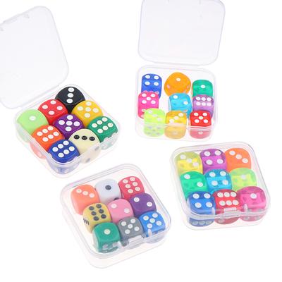 9Pcs/Box Square Dice 6 Faces Dice Casino Table Game Dice Solid Color Clear Color Acrylic Dice D6 14/16Mm Dice For Pub Board Game
