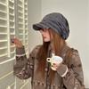 New tie-dye striped pleated piled cap women's big head circumference showing face small newsboy hat sunshade painter hat