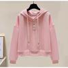 Hooded Long Sleeved Hoodie for Women New Korean Version Short Style Loose Solid Color Versatile Fashionable Niche Top Trend