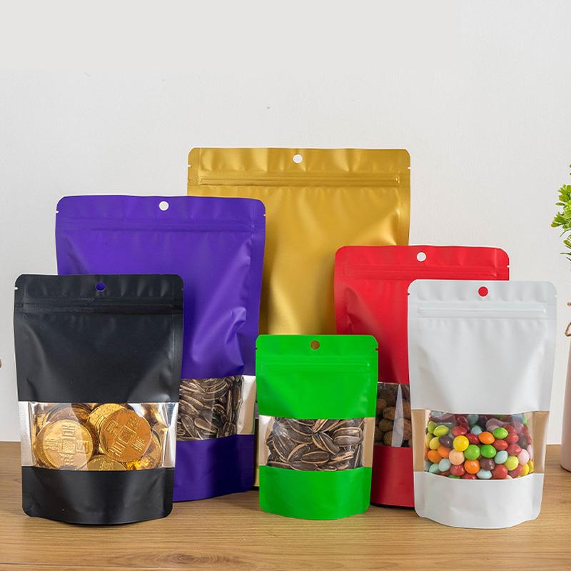Custom Print Smell Proof Small Mini Ziplock Stand up Pouch Packet Sachet Matte Black Packaging Mylar Bags with Window