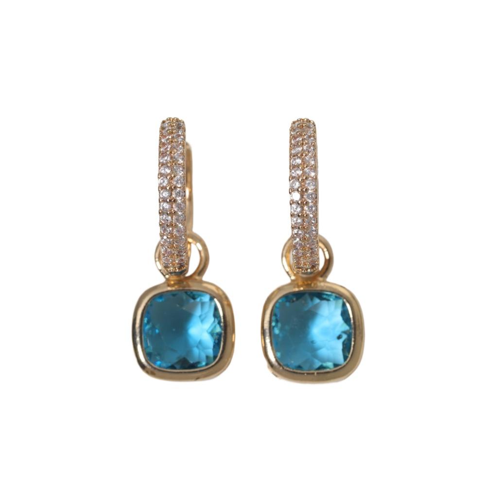 Fashion Square Dangle Earrings for Women Zirconia Earring Jewelry Wedding Party Accessories