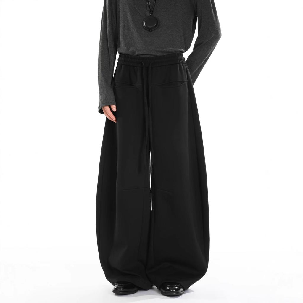 American retro high-end scimitar casual pants men's and women's autumn loose and lazy wide-leg straight drape sweatpants