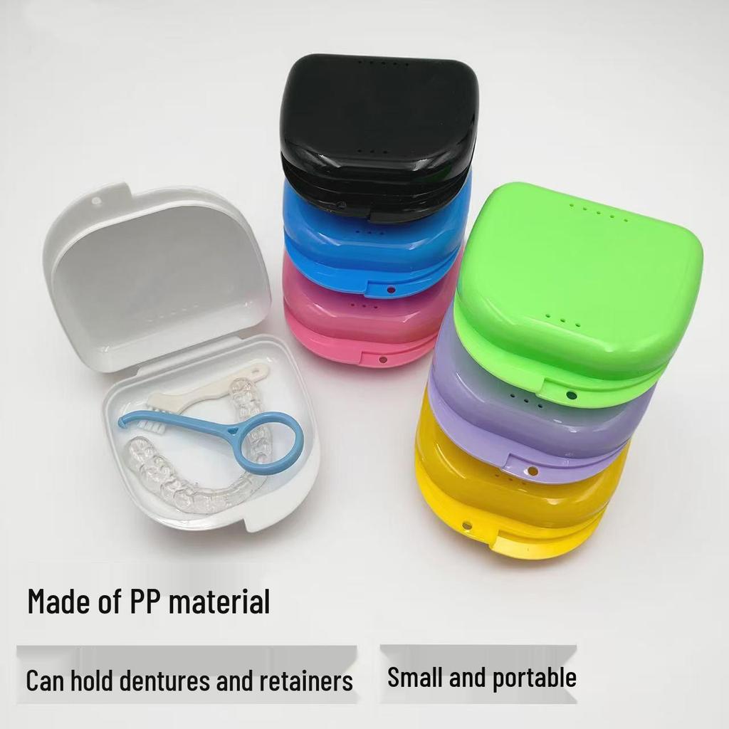 Double-Sided Dental Retainer & Denture Storage Box with Holes, Portable & Invisible Braces Holder