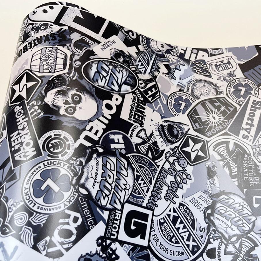 50cm*10m/lot Graffiti Sticker Bomb Car Wrap Foil For Motor Car Suitcase Skateboard Bike StickerBomb JDM Camouflage Vinyl Film