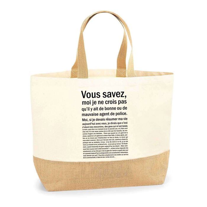 Tote bag - PLANETEE - Agent d'entretien bonne ou mauvaise - Jute naturel - Anses solides - Fabriqué en France