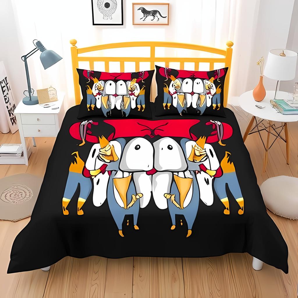Tooth Duvet Cover Sets For Teens Queen King Lightweight Quilt Covers Animal Teeth Cartoon Teeth Bedding Sets Room Decor No Quilt