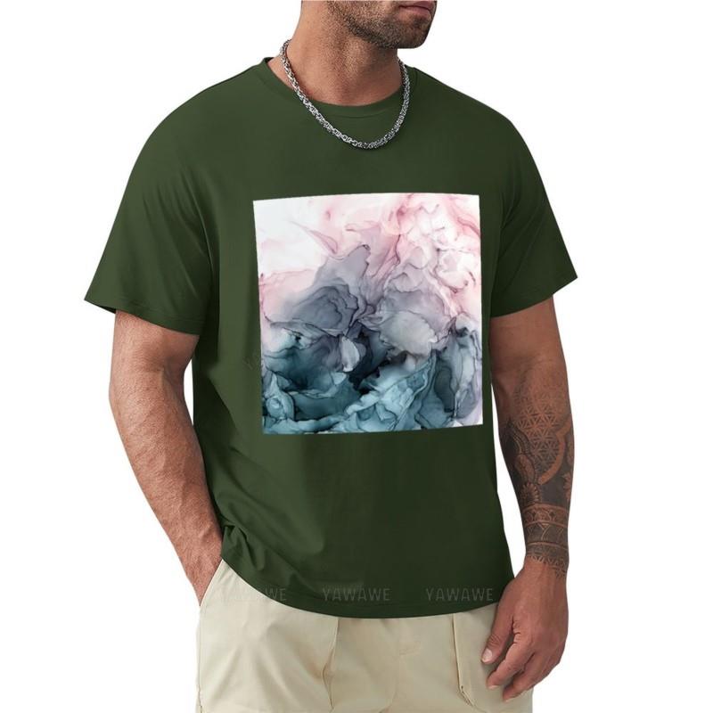 Blush and Paynes Grey Flowing Abstract Painting TShirt Oversized tshirt sports fan tshirts mens short sleeve t shirts