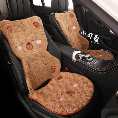 Cartoon Cute Capybara Winter Plush Car Seat Cushion for Cadillac CT5, Aoge XT4, XT5