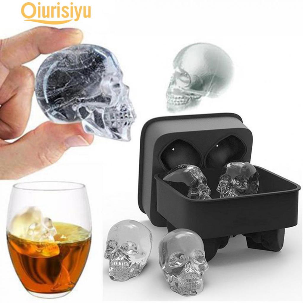 Silicone 3D crâne forme glace cube plateaux moule cocktails whisky Halloween