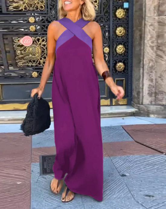2025 Summer Sexy Backless Cross Long Dress for Women