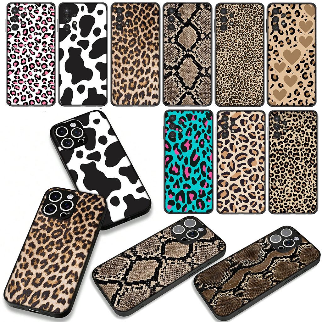 Cow Print Leopard Snake Phone Cover Case for Samsung Galaxy A36 A17 A26 A07 A35 A54 A53 A13 A33 A34 S8 S9 S20 S21 FE S10 Plus